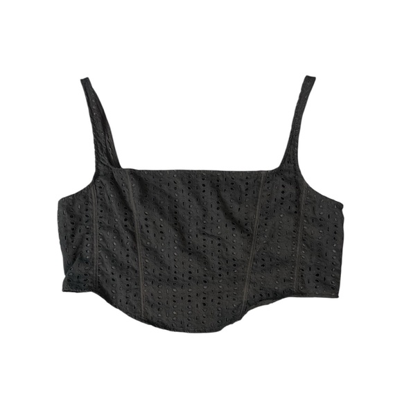 PrettyLittleThing Tops - PrettyLittleThing NEW Broderie Anglaise Corset Black 22 Plus Eyelet Cottagecore